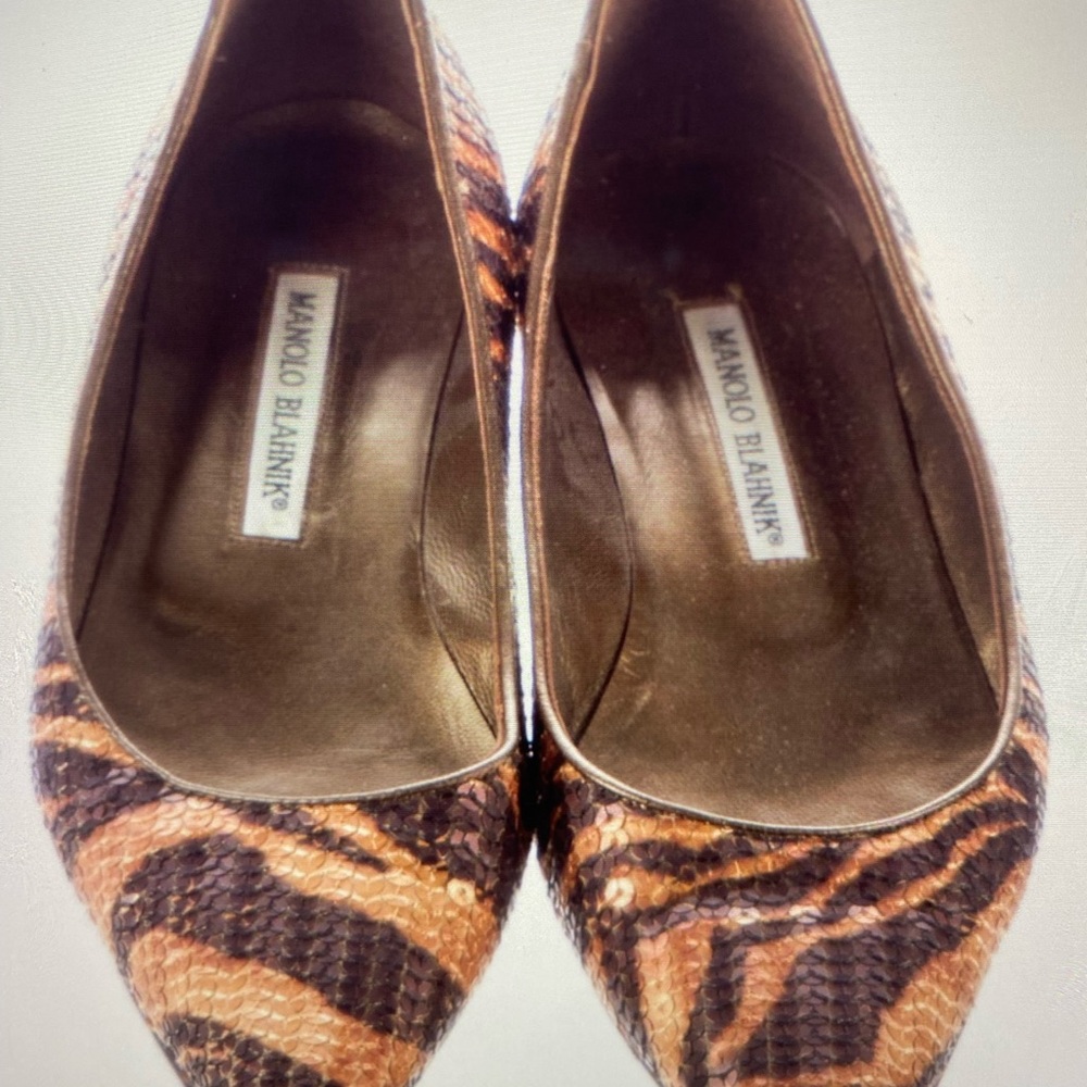 Manolo Blahnik pointed toe sequin flats 7.5